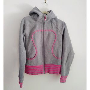 Lululemon Pink / Grey Stripe Scuba Hoodie